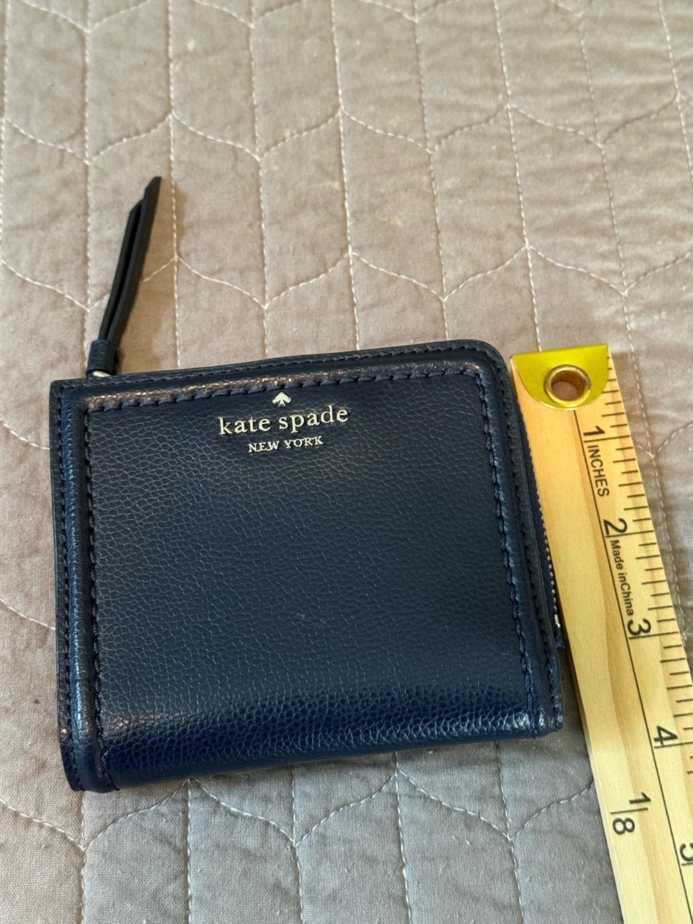 kate spade Navy Leather Patterson Drive Small Bi-Fold Wallet! - Picture 4 of 5